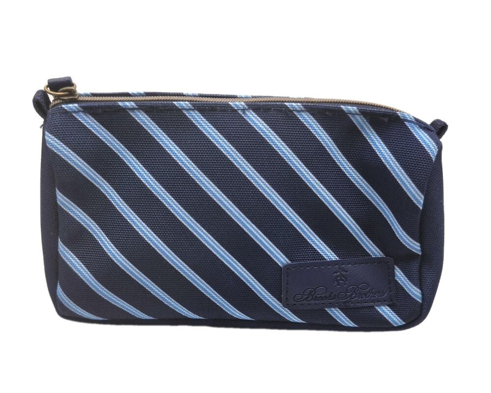 Vintage United Airlines Brooks Brothers Canvas Travel Kit Blue Diagonal Stripes